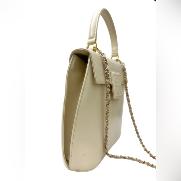 Authentic Givency White Cream Leather Handbag Made in Italy  D.PAT 896710 - Picture 4 of 16